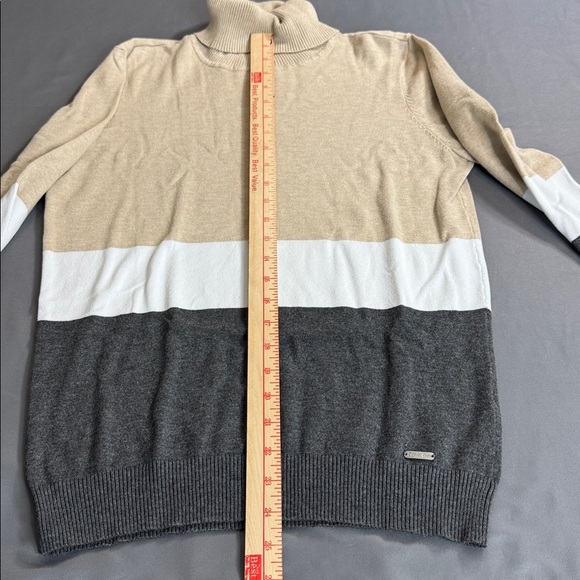 CALVIN KLEIN color block turtleneck sweater size M - Picture 4 of 10